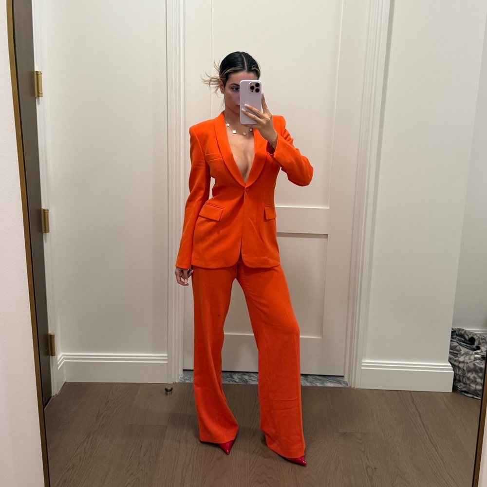 Zara Orange Pantsuit Modern Wide-Leg Design